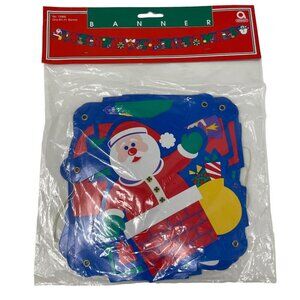 Festive Merry Christmas Banner Santa Presents Amscan Vintage 1990s Holiday Decor